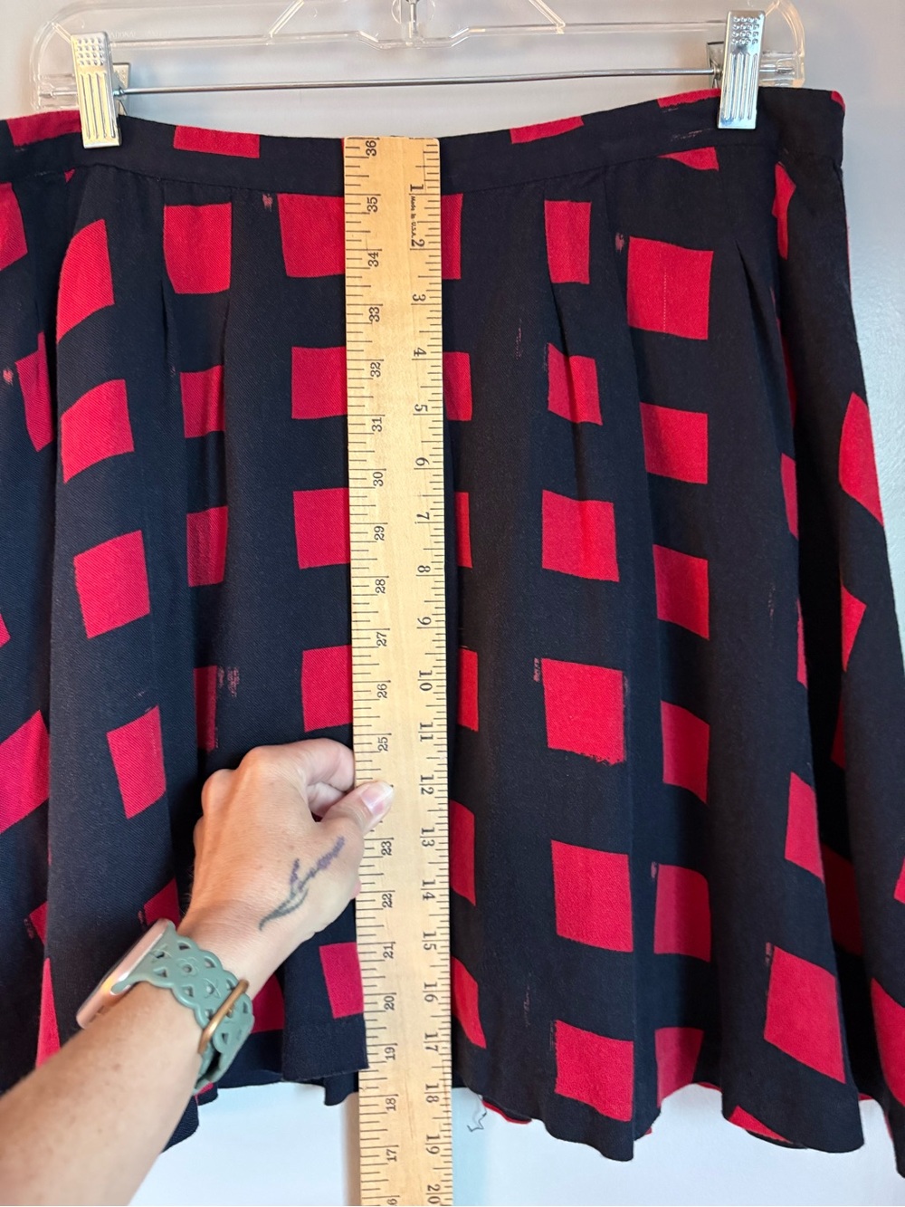 Vintage Gap Navy Red Geometric Block Print Pleated Mini Skirt Size 10 Regular - Picture 5 of 8